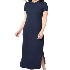 Barefoot Dreams Women’s Henely Rib Long Indigo Soft Bamboo Rayon M-L long NEW